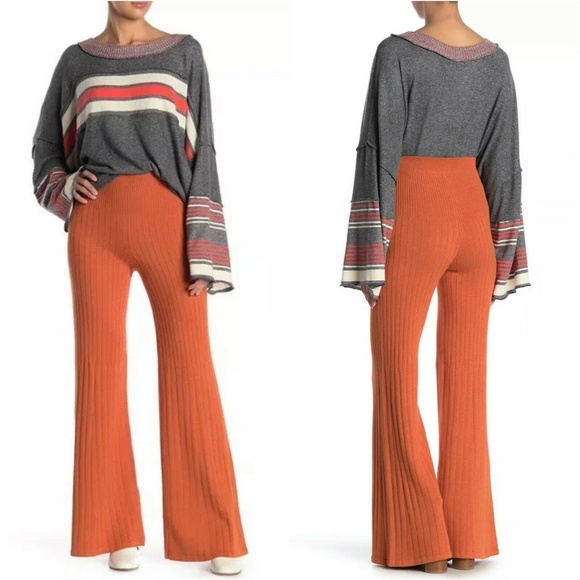 Free People Pants - Free People Keep It Real Flare Ribbed Knit Pants